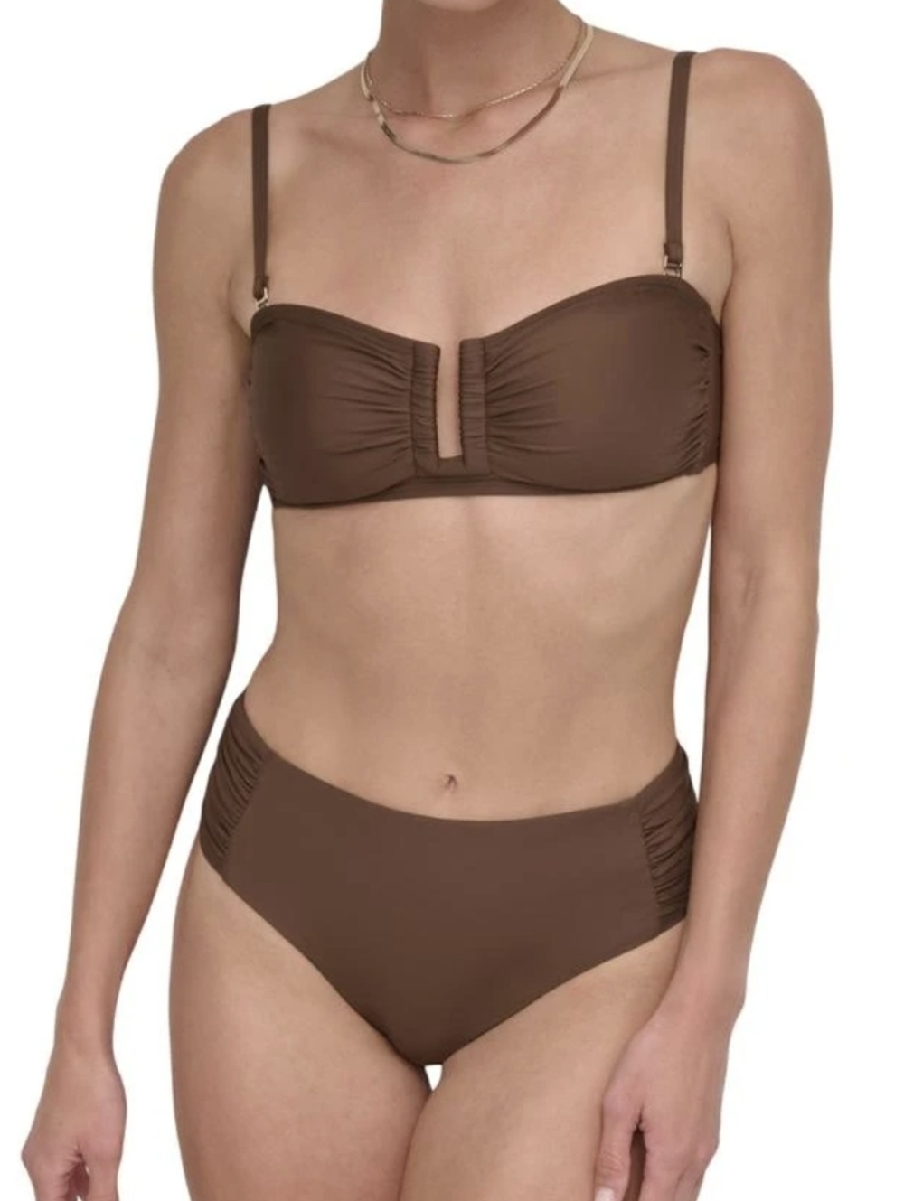 DKNY Brown Bandeau Bikini Set